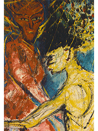 Begegnung Acryl auf Tapete 1986 68 x 85 cm