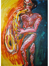 Saxophonspieler Acryl 1989