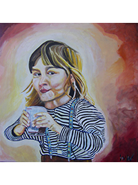 Portrait Linda Acryl auf Baumwolle 1989 72 x 72 cm